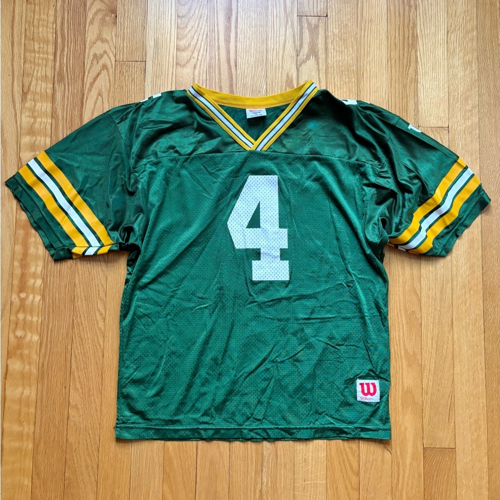 Vintage Brett Favre #4 Men’s Wilson Green Bay Packers Jersey Youth L Men Small